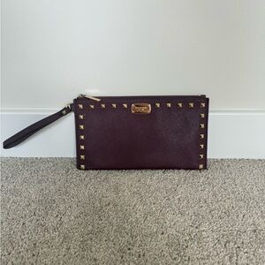 Michael Kors Purple Wristlet with Gold Studs